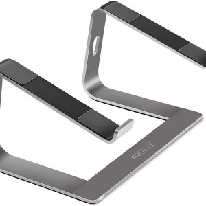 Base Para Portatil De Aluminio Altura Gris Oscuro Y Plateado