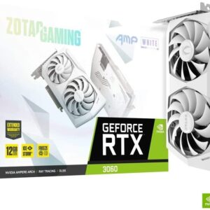 ZOTAC GAMING GeForce RTX™ 3060 AMP White Edition 12GB GDDR6 192-bit 15 Gbps PCIE 4.0 Gaming Graphics Card, IceStorm 2.0 Cooling, Active Fan Control, Freeze Fan Stop ZT-A30600F-10P